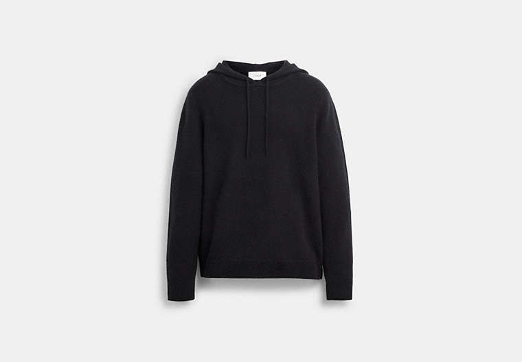 COACH®,HOODED SWEATER,Wool/Cashmere,Black,Front View