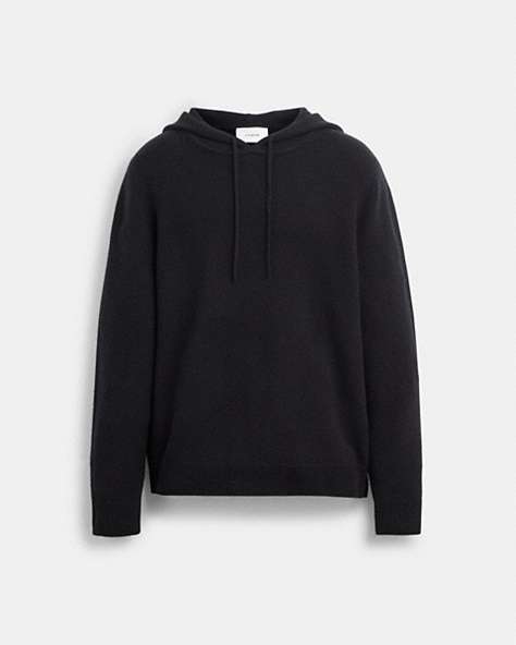 COACH®,HOODED SWEATER,Wool/Cashmere,Black,Front View