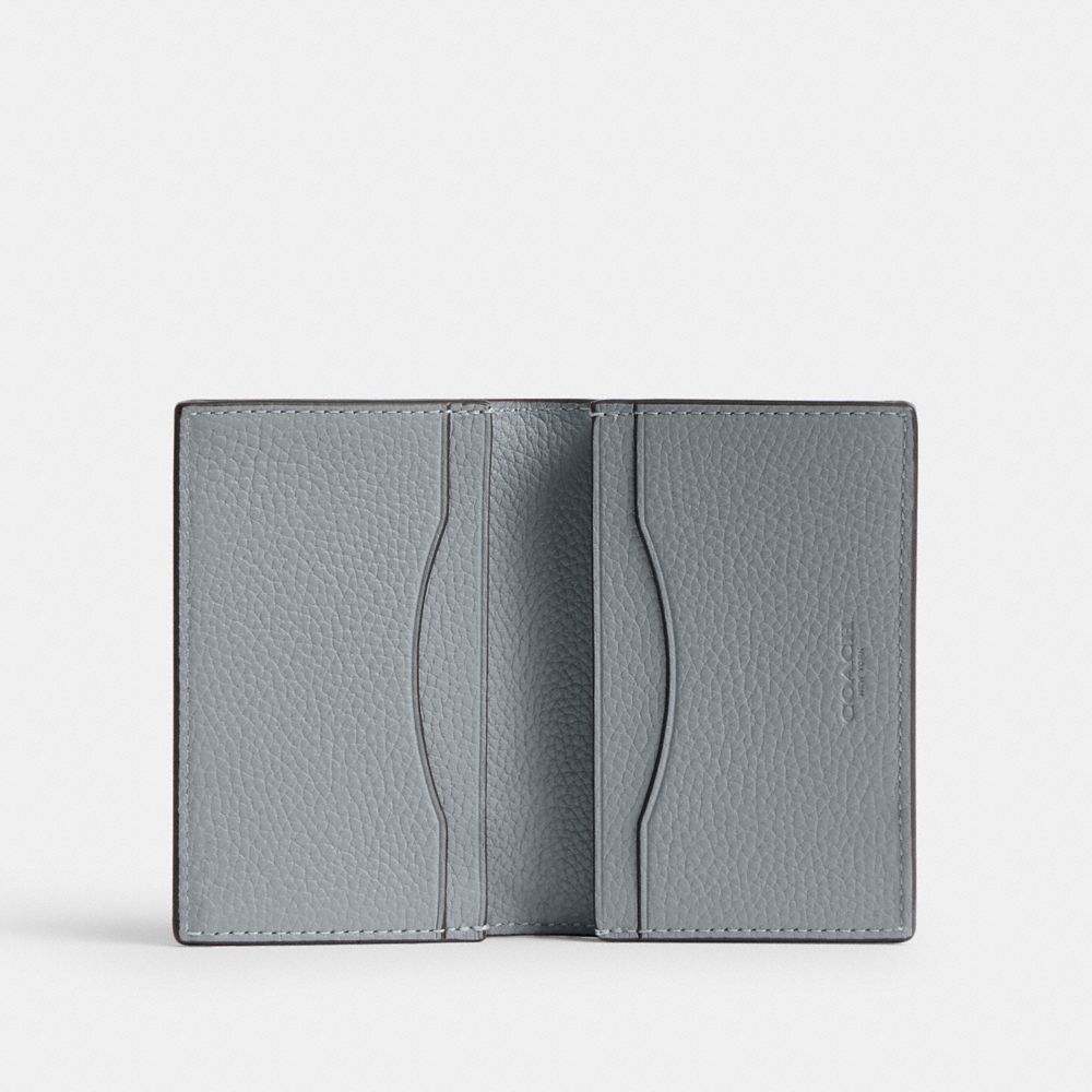 COACH®,BIFOLD CARD CASE,Mini,Grey Blue,Inside View,Top View