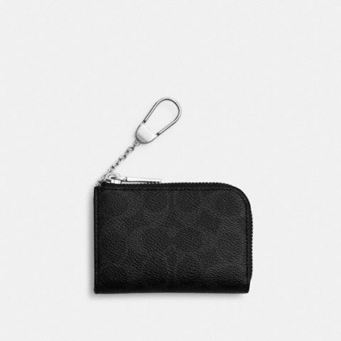 Coach L-Zip Key Case In Signature Canvas
