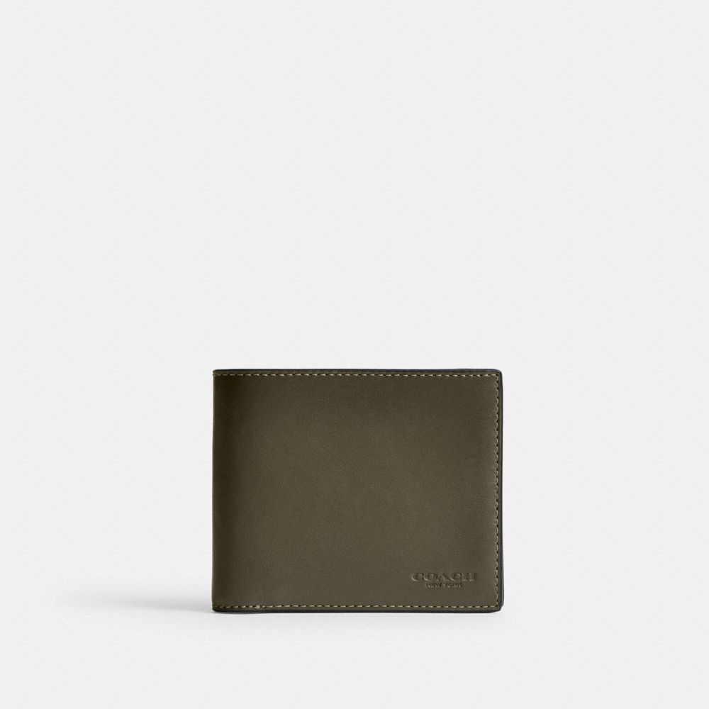COACH®,3-IN-1 WALLET,Calf Leather,Mini,Army Green,Front View