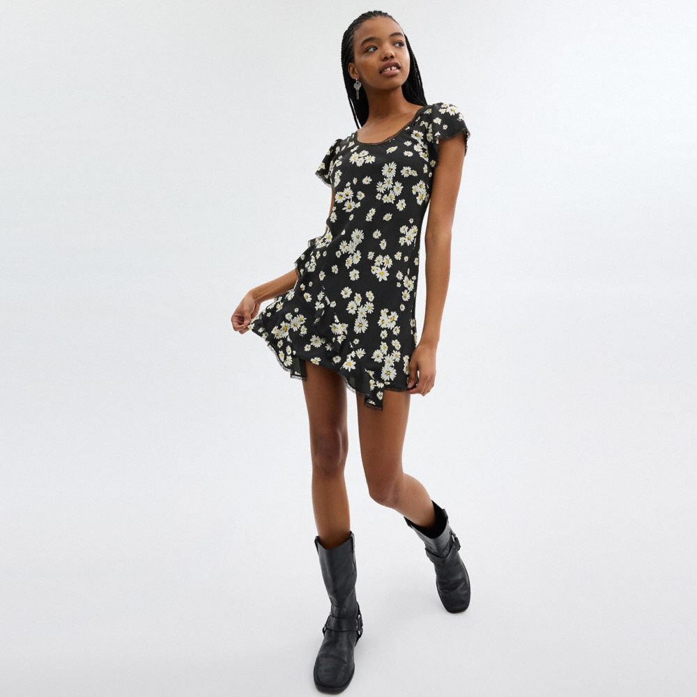 COACH®,FLORAL MINI DRESS,Black,Scale View