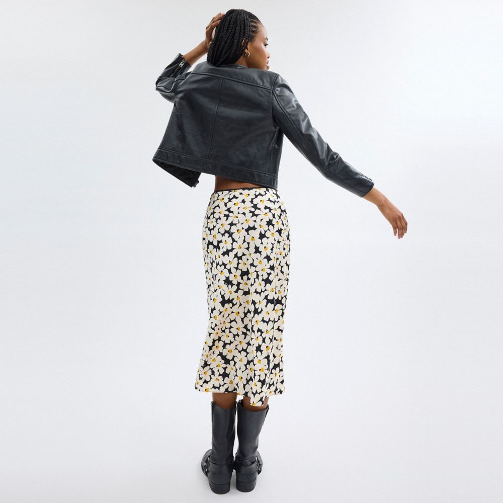 COACH®,Long Floral Midi Skirt,Recycled Polyester,Polyester,Straight,Piping,Sustainable,Day Party,Multi Color,Scale View