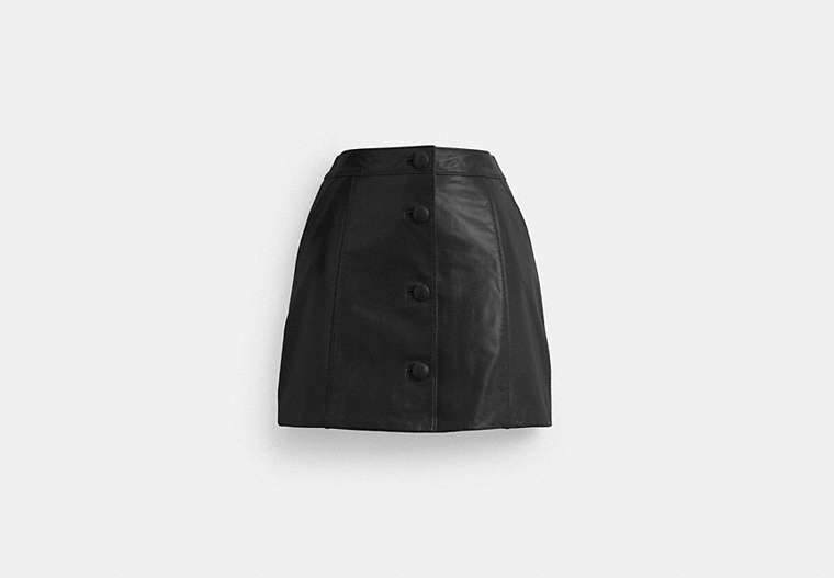 COACH®,PATENT LEATHER MINI SKIRT,Black,Front View image number 0