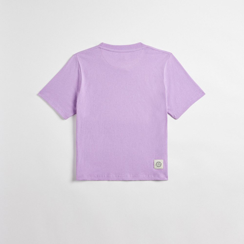 COACH®,Cropped Tee: Best Friends Bunny,New Item1,Purple Multi,Back View