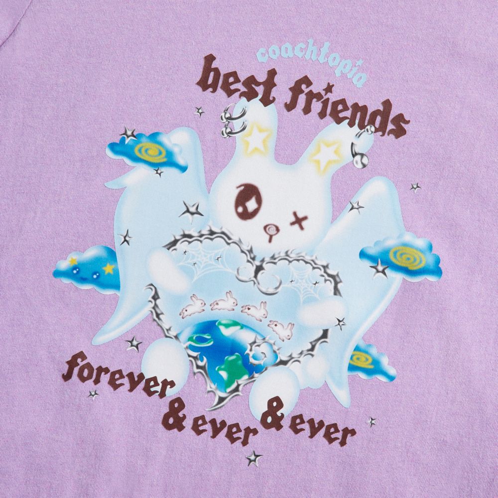 COACH®,Cropped Tee: Best Friends Bunny,New Item1,Purple Multi,Closer View