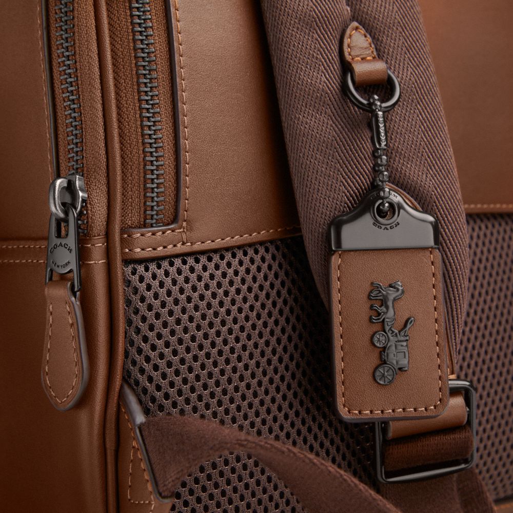 COACH®,Gotham Backpack,Leather,Mesh,Backpack,Logo,Breathable,Work,Brown,Closer View