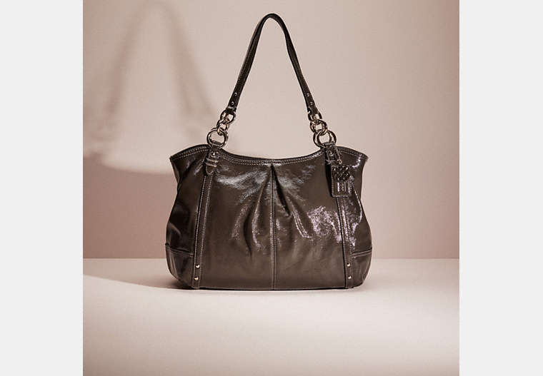 COACH®,RESTORED ALEXANDRA TOTE,Leather,Large,Silver/Charcoal,Front View