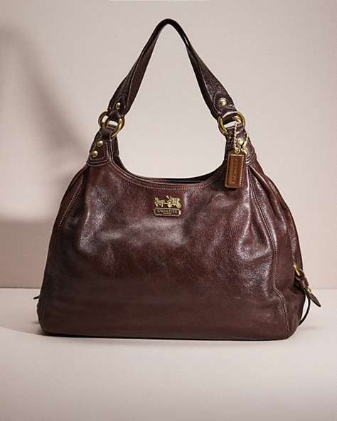 COACH®,RESTORED LARGE MAGGIE SHOULDER BAG,Brass/Mahogany,Front View