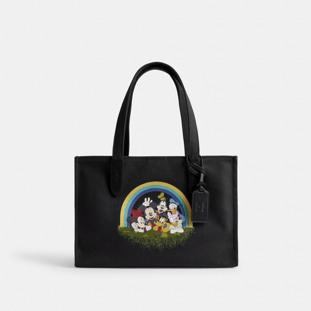 Coach Disney X  Tote 30 In 100 Percent Recycled Canvas With Mickey Mouse And Friends In Black