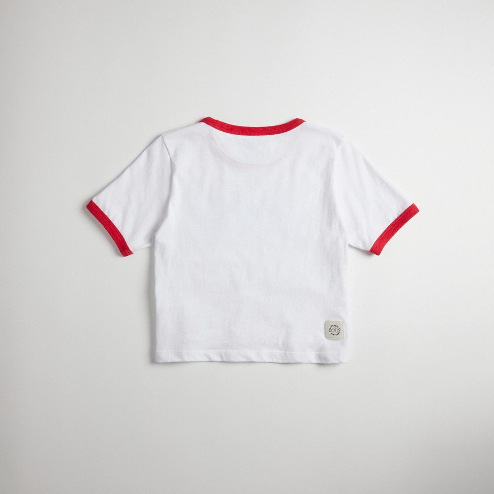 COACH®,T-Shirt Baby en coton recyclé à 98 % : Créatures Coachtopia,Nouvel article,Blanc/Rouge multi,Back View