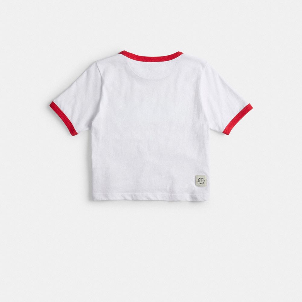 COACH®,T-Shirt Baby en coton recyclé à 98 % : Créatures Coachtopia,Nouvel article,Blanc/Rouge multi,Back View