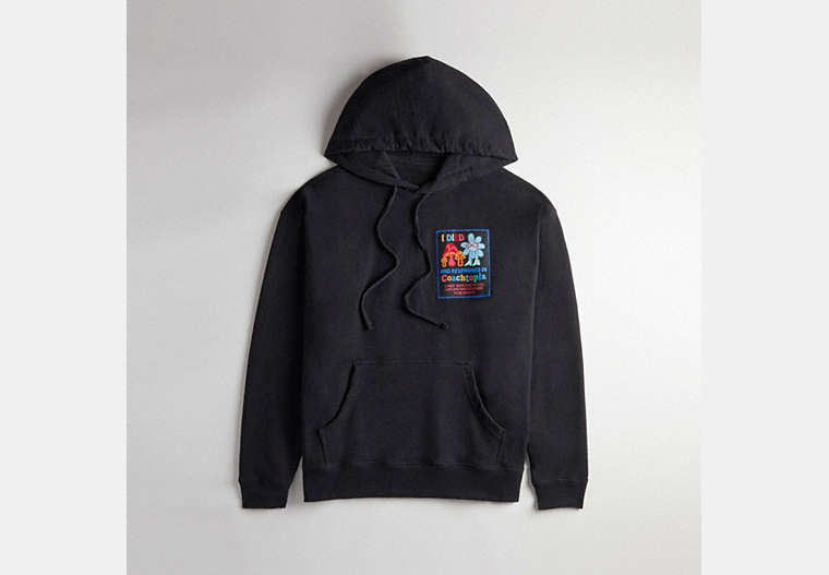 COACH®,Hoodie: Coachtopia Graphic Label,Black,Front View