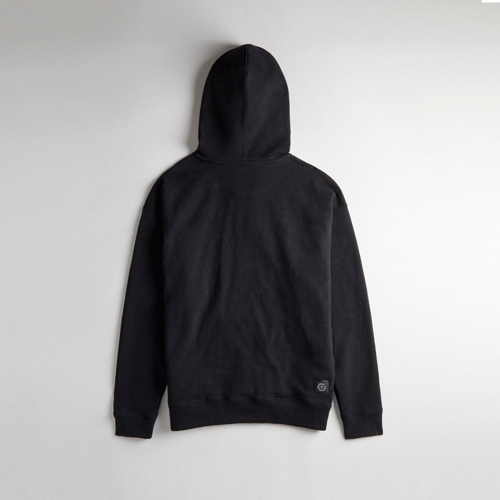 COACH®,Hoodie: Coachtopia Graphic Label,Black,Back View