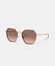 COACH®,EMBELLISHED NARROW METAL HEXAGON SUNGLASSES,Pearlized Pink,Front View