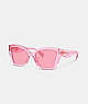 COACH®,JELLY TABBY SQUARE CAT EYE SUNGLASSES,Transparent Pink,Front View
