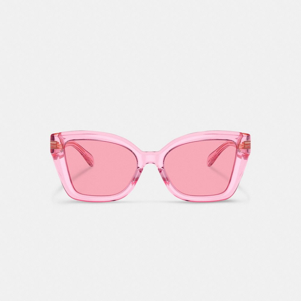 COACH®,JELLY TABBY SQUARE CAT EYE SUNGLASSES,Transparent Pink,Inside View,Top View