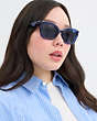 COACH®,JELLY TABBY SQUARE CAT EYE SUNGLASSES,Transparent Blue,Angle View