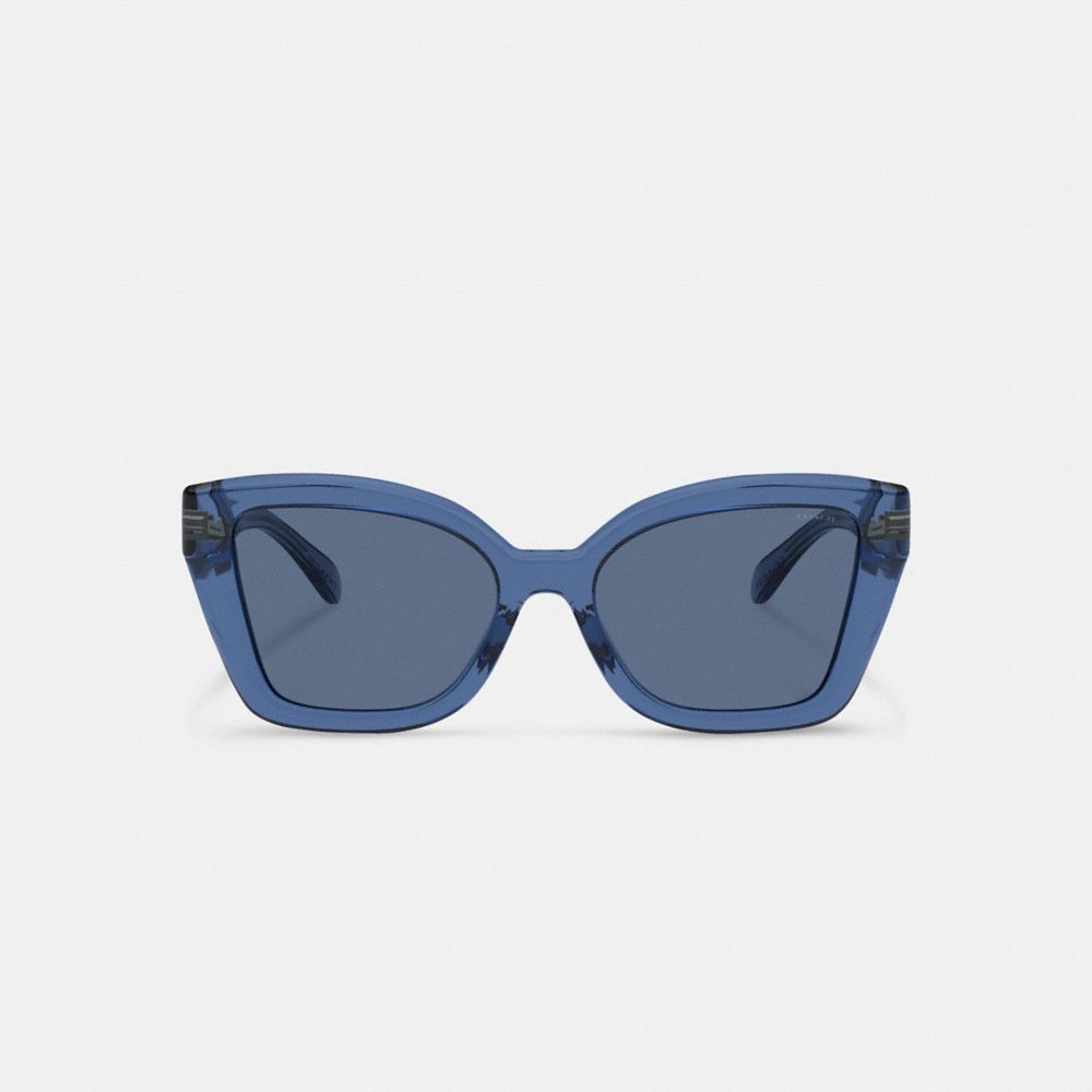 COACH®,JELLY TABBY SQUARE CAT EYE SUNGLASSES,Transparent Blue,Inside View,Top View