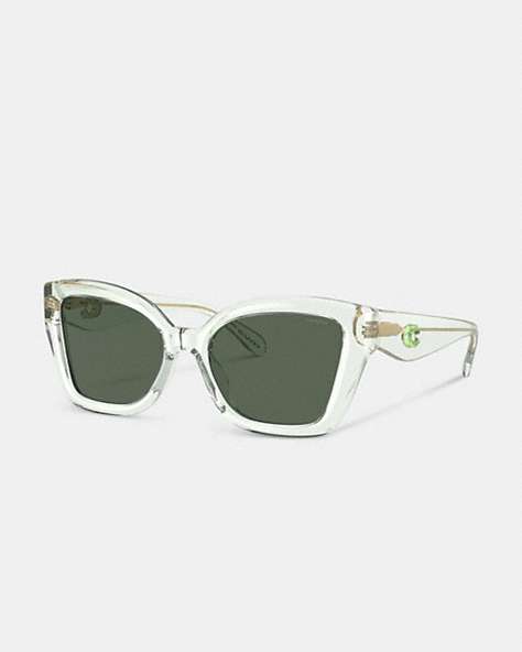 COACH®,JELLY TABBY SQUARE CAT EYE SUNGLASSES,Transparent Green,Front View