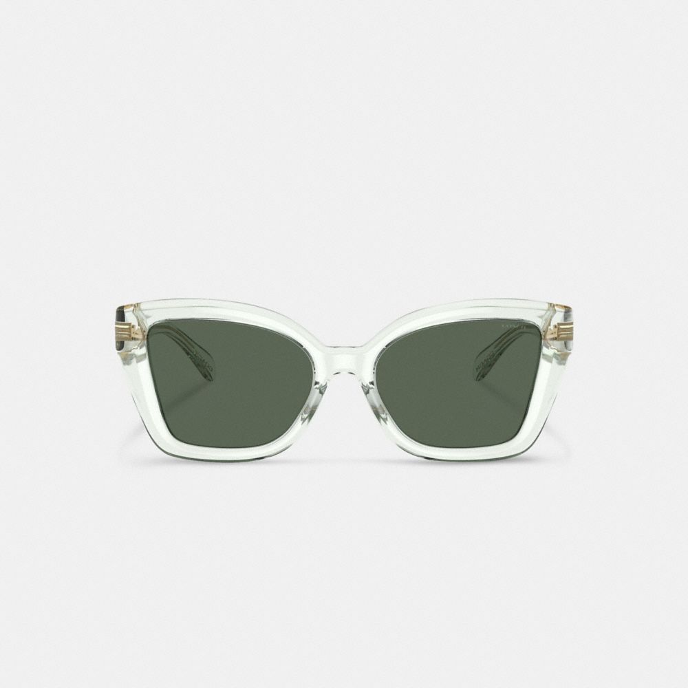 COACH®,JELLY TABBY SQUARE CAT EYE SUNGLASSES,Transparent Green,Inside View,Top View