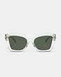 COACH®,JELLY TABBY SQUARE CAT EYE SUNGLASSES,Transparent Green,Inside View,Top View