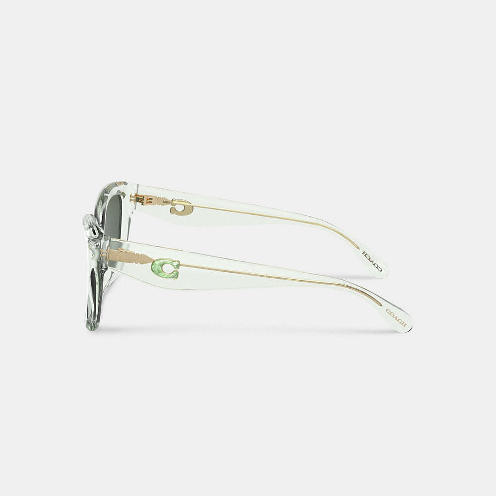 Shop Coach Jelly Tabby Square Cat Eye Sunglasses In Transparent Green