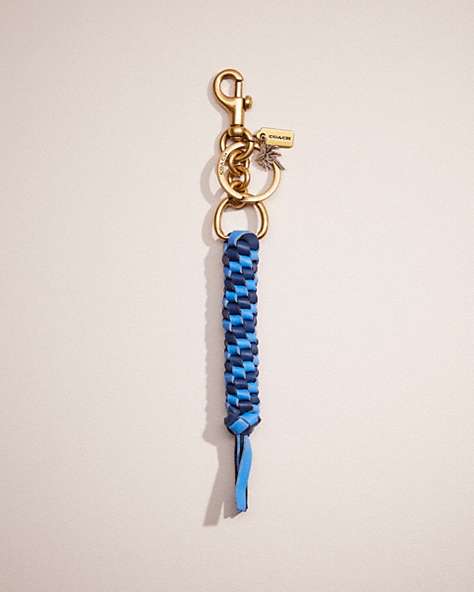 COACH®,REMADE WOVEN KEY CHAIN,Blue Multi,Front View