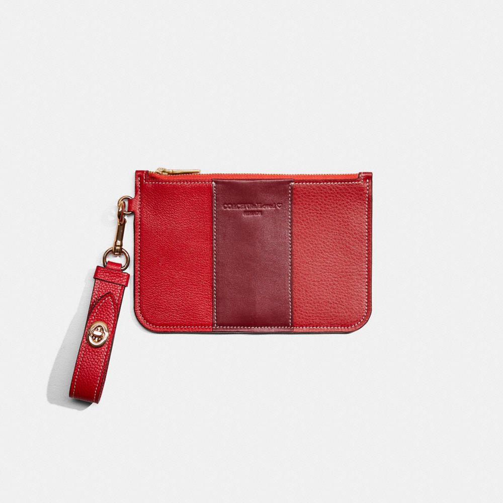 Red Multi Remade Colorblock Turnlock Wristlet