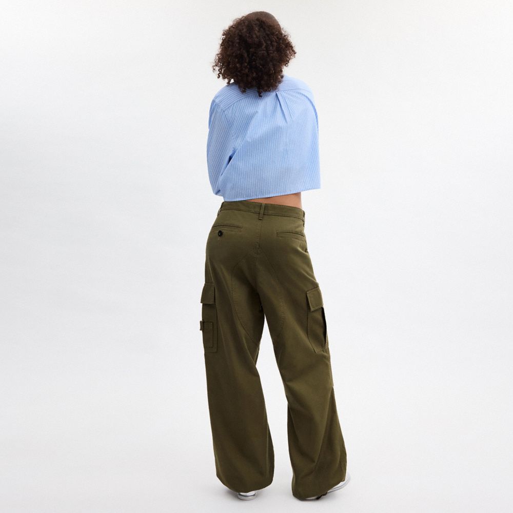 COACH®,Cargo Pants In Organic Cotton,Organic Cotton,Cargo,Drawstring,Casual,Olive,Scale View
