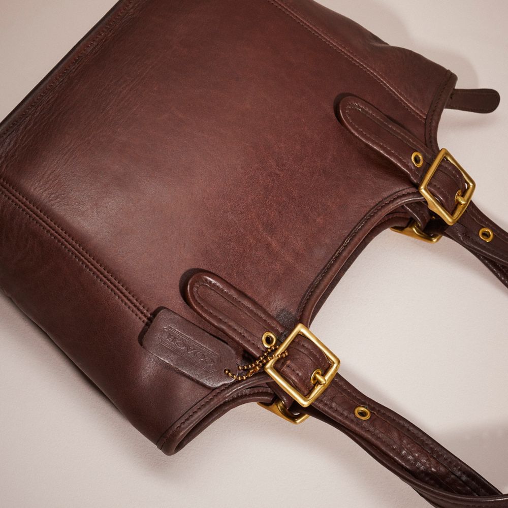 COACH®,Vintage Classic Legacy Small Shopper,Leather,Tote,Logo,Tag Embellishment,Gold Metal,Casual,Work,Brown,Closer View