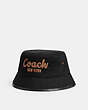 COACH®,COACH 1941 EMBROIDERED DENIM BUCKET HAT,Denim,Black,Front View