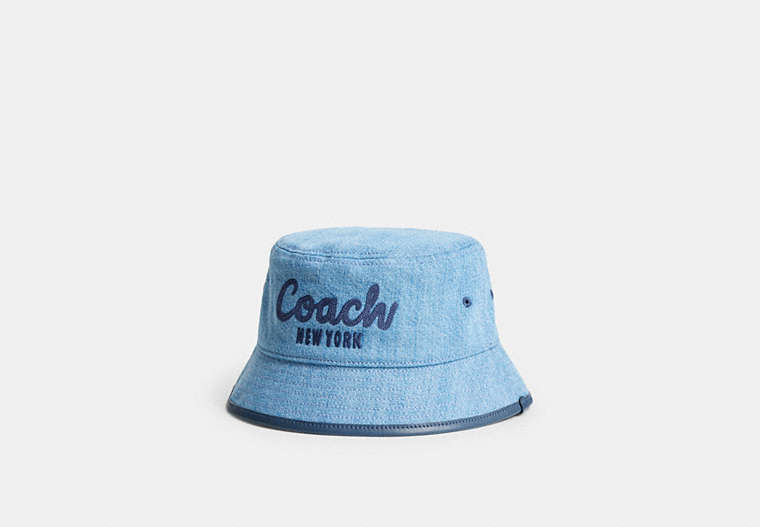 COACH®,COACH 1941 EMBROIDERED DENIM BUCKET HAT,Denim,Indigo,Front View