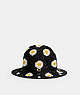 COACH®,DAISY CROCHET BUCKET HAT,Black/Chalk,Front View