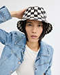 COACH®,CHECKERBOARD PRINT BUCKET HAT,Cream & Black,Angle View