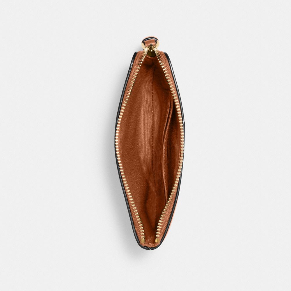 COACH®,Corner Zip Wristlet In Signature Canvas,Canvas,Coin,Wristlet,Logo,Casual,Brown,Inside View,Top View