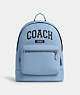 COACH®,WEST BACKPACK WITH VARSITY,Leather,X-Large,Gunmetal/Cornflower,Front View
