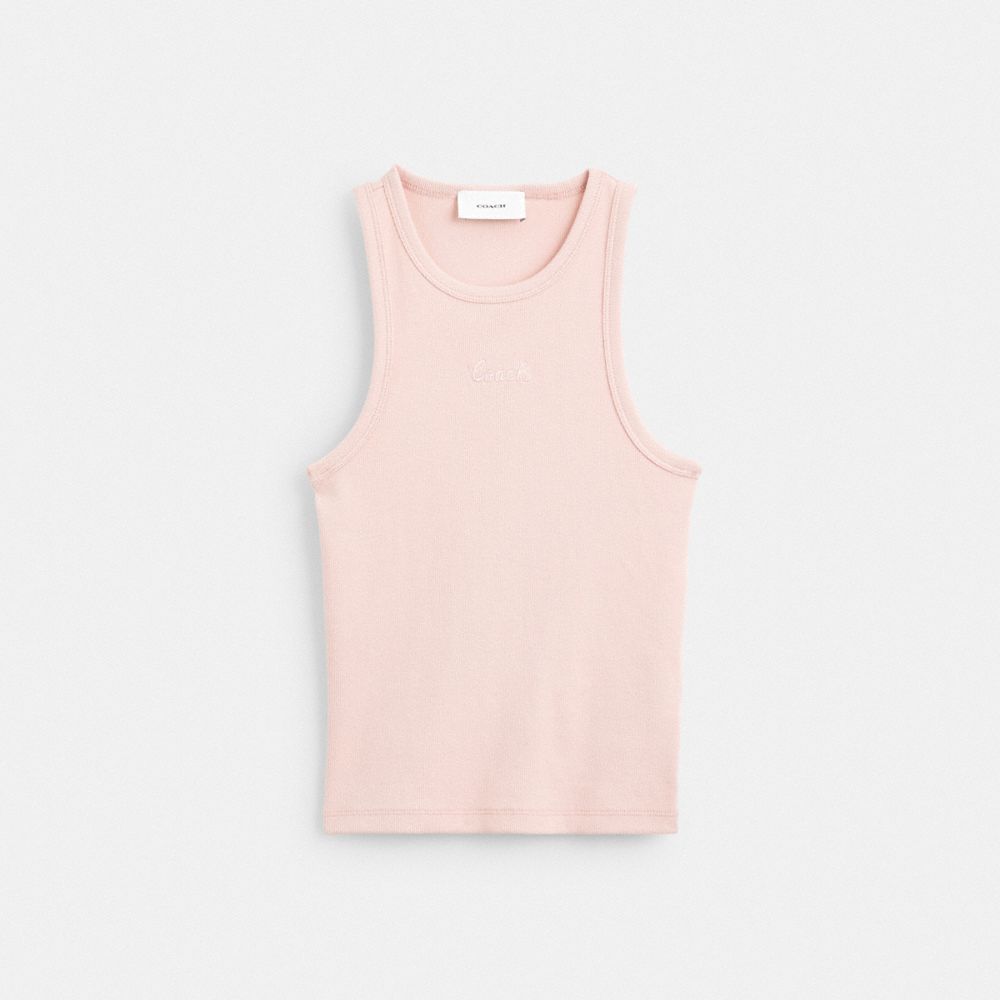 Coach Ribbed  Script Tank Top