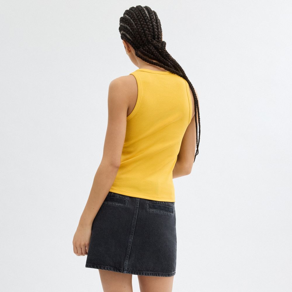 Shop Coach Geripptes  Tanktop Mit Aufschrift In Yellow