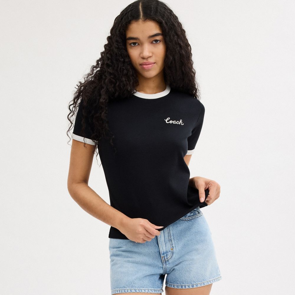 Женские футболки Coach Ringer T-Shirt — фото 2