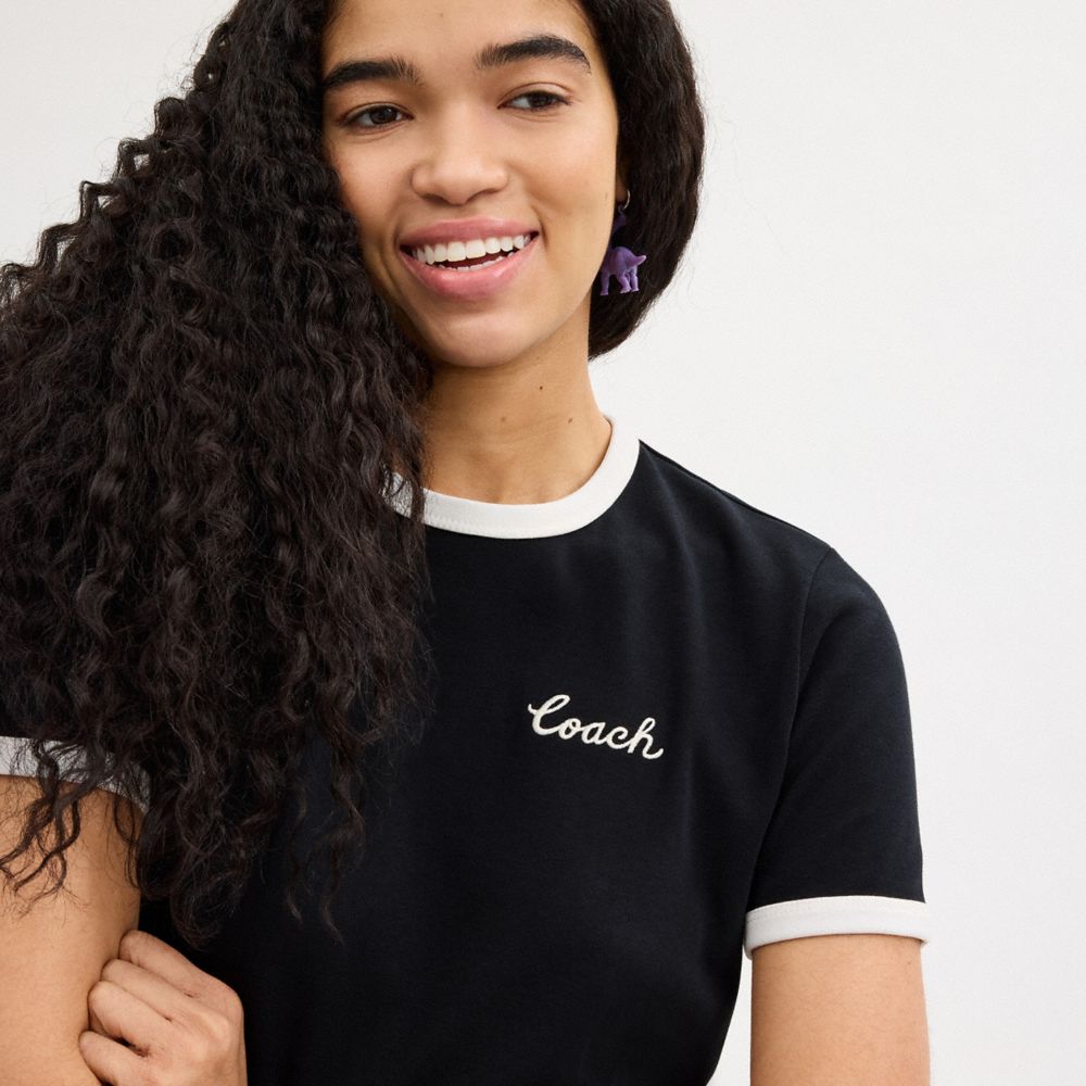 Женские футболки Coach Ringer T-Shirt — фото 4