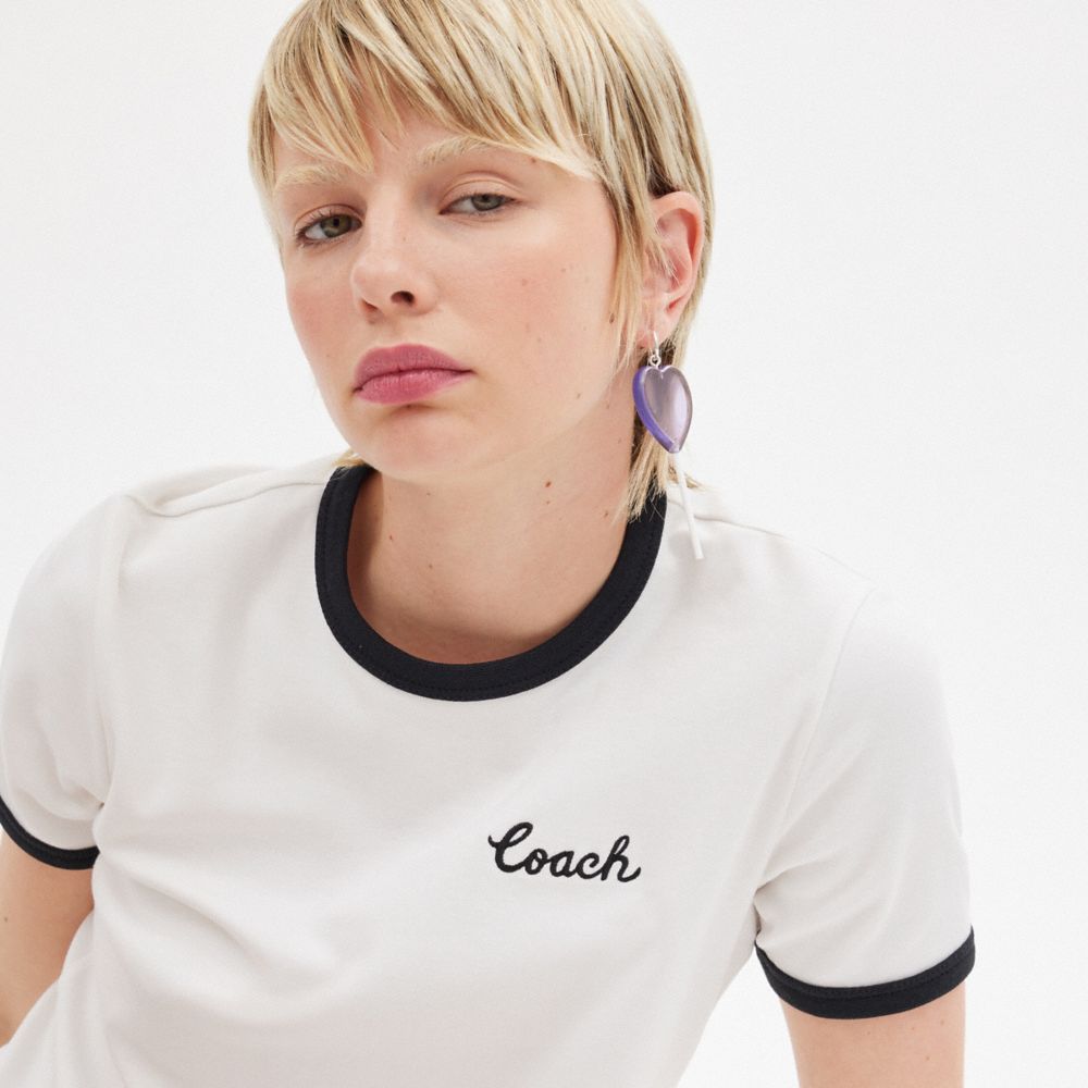 Shop Coach Ringer T Shirt In White