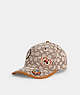 COACH®,DISNEY X COACH SIGNATURE BASEBALL HAT WITH PATCHES,Cocoa Multi,Front View