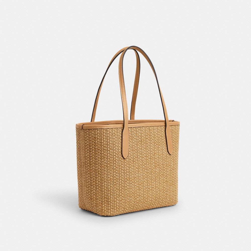 COACH®,MINI CITY TOTE,Straw,Im/Latte Multi,Angle View