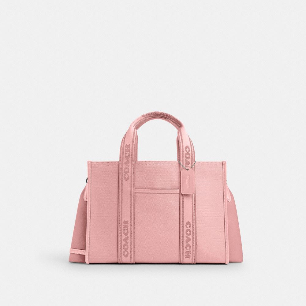 COACH®,SMITH TOTE BAG,Canvas,Large,Silver/Light Blush,Front View