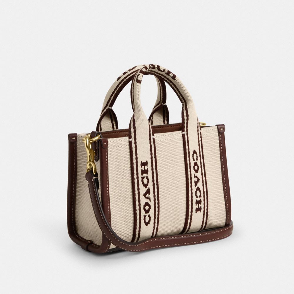 COACH®,SMITH MINI TOTE,Canvas,Small,Gold/Natural Multi,Angle View