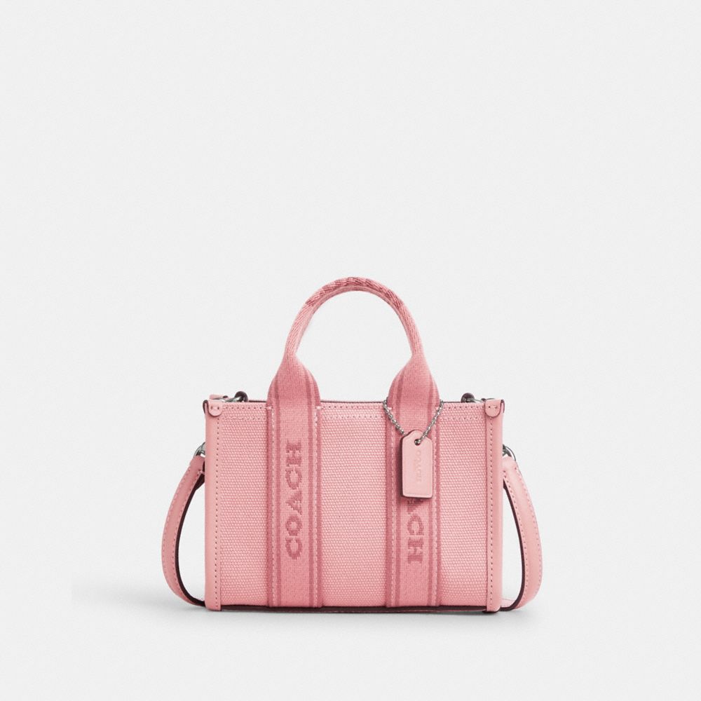 COACH®,MINI CABAS SMITH,Toile,Argenté/Rose poudre clair,Front View