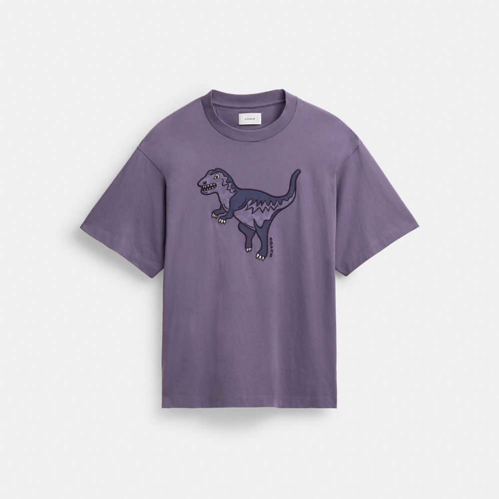 COACH®,REXY T-SHIRT IN ORGANIC COTTON,Purple,Front View