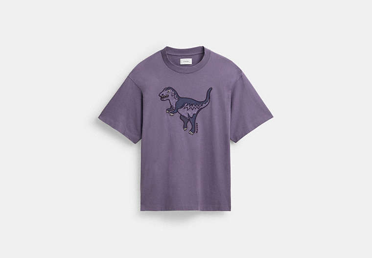 COACH®,REXY T-SHIRT IN ORGANIC COTTON,Purple,Front View image number 0