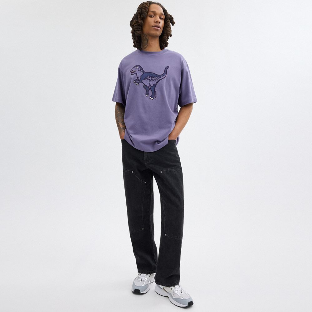 COACH®,REXY T-SHIRT IN ORGANIC COTTON,Purple,Scale View